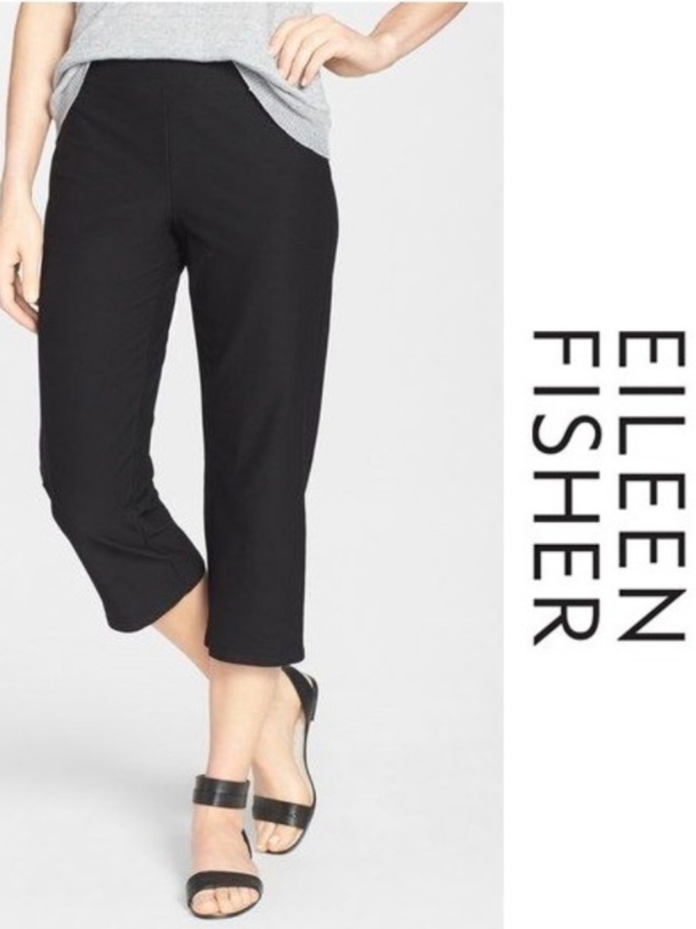 Eileen Fisher Black Crepe Capris Size M